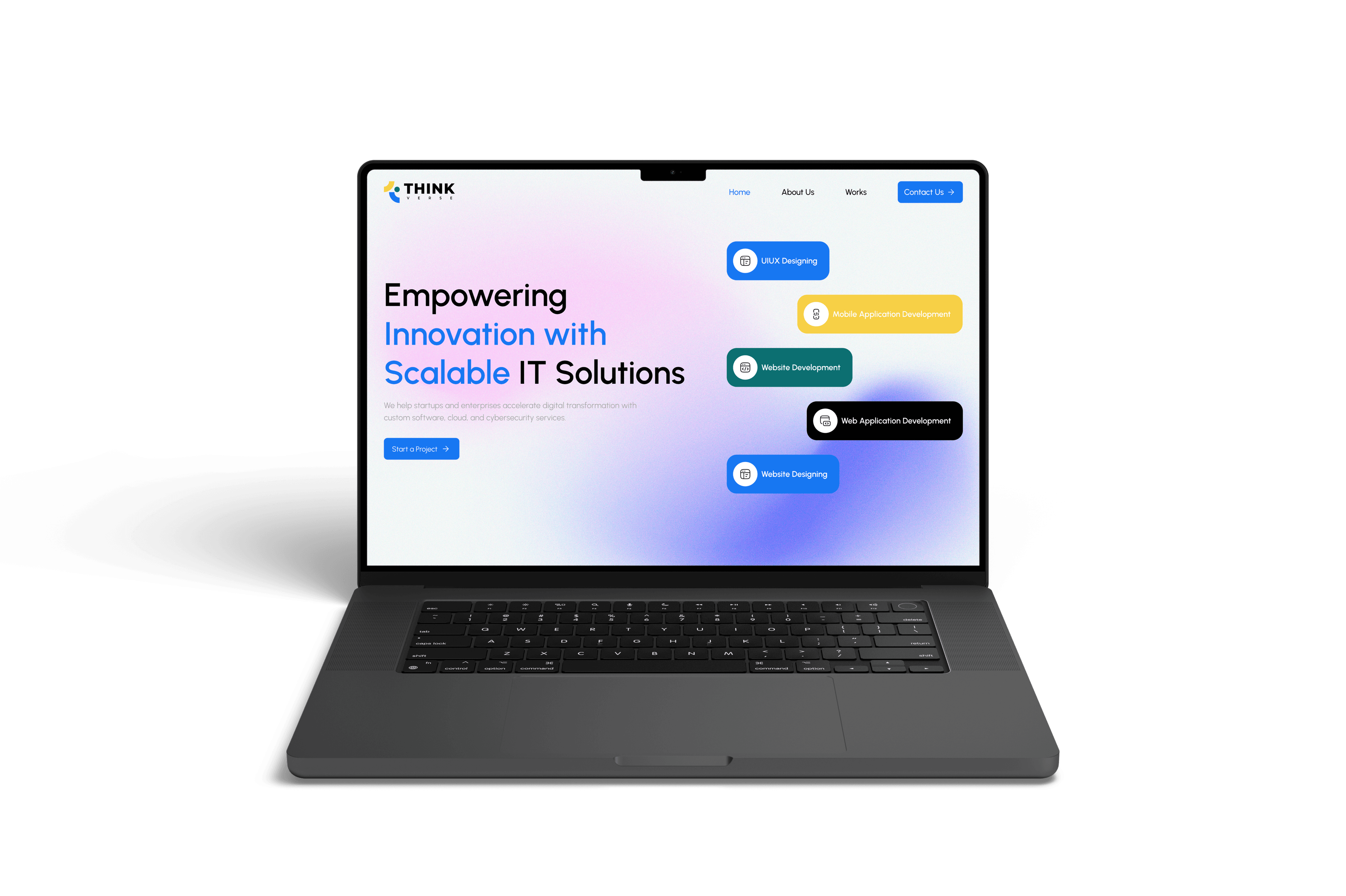 Laptop mockup showing our services